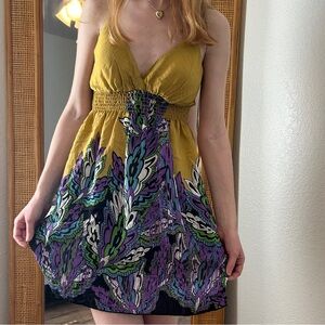 Y2K Indie Abstract Dress Mini Size Medium Artsy Gremlincore Boho